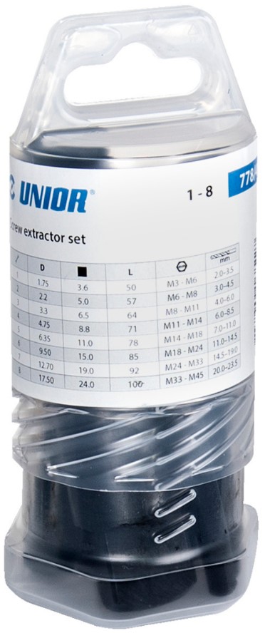 Набор экстракторов винтов Unior 778/4PB (комплект 6 шт)
