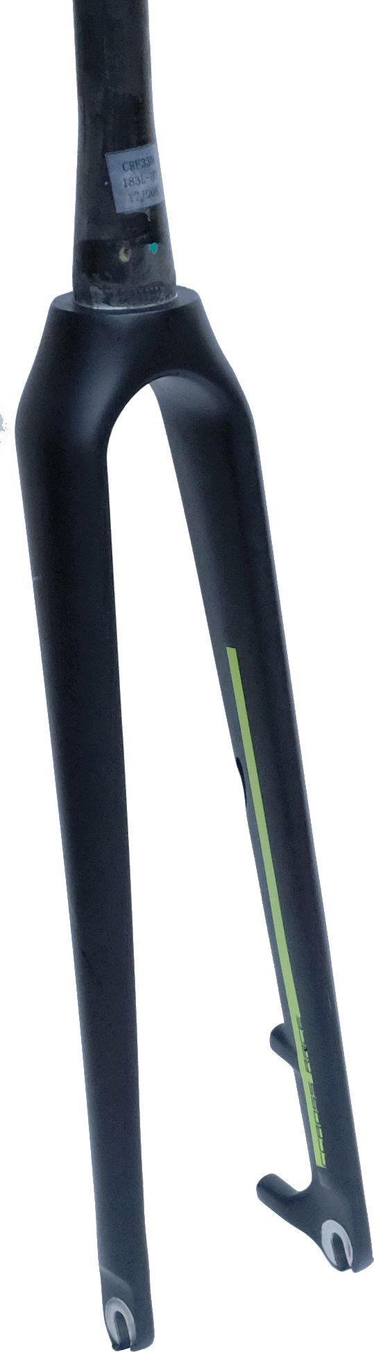 Жесткая карбоновая вилка Format 5343 1-1/8-1.5 28" (черный матовый / зеленый 183 мм эксцентрик 9 мм шток 1 1/8"-1.5" (28.6 мм - 38.1 мм), карбон для дисковых тормозов)
