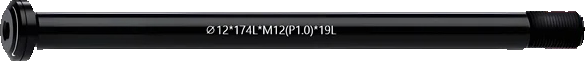Ось задняя Acme M12 (черный 174 мм 12 мм шаг резьбы 1,0)