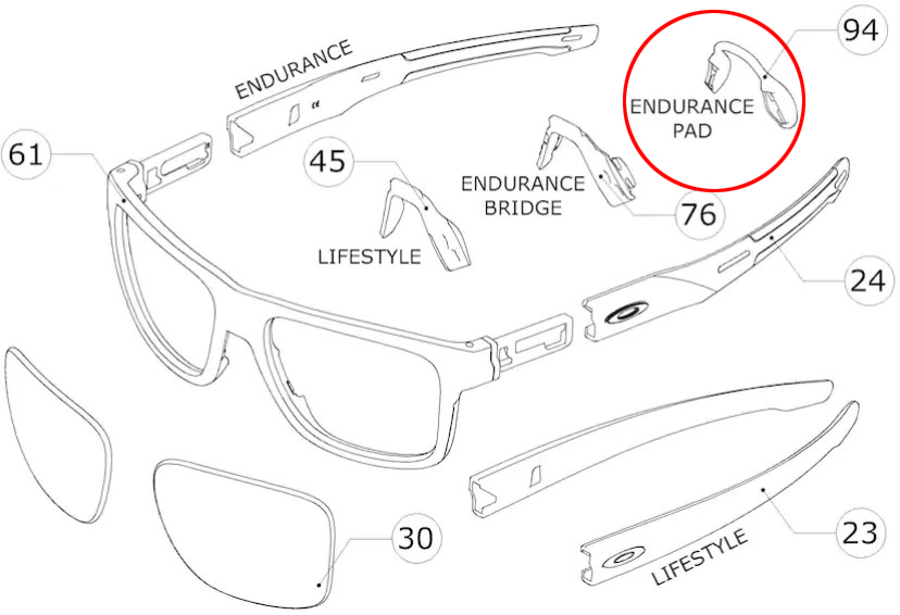

Носовые упоры для очков Oakley Crossrange, TargetLine, Outpace, Split Shot (черный)