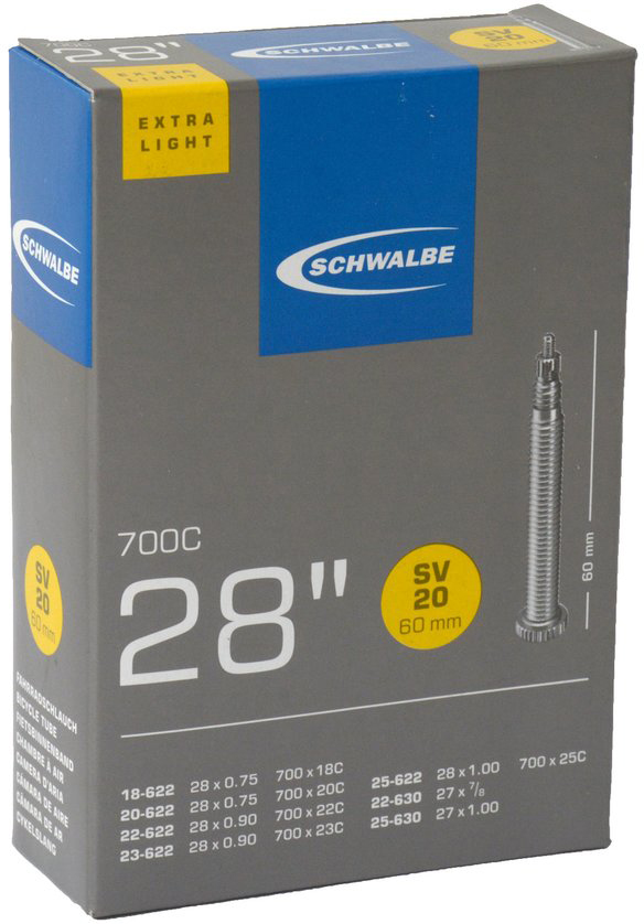 

Камера Schwalbe 28" (облегченная (толщина стенки 0,73 мм) 700x18-25C ниппель 60 мм (спорт))