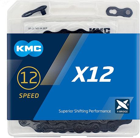 Фото Цепь KMC X12 Blacktech 12 скоростей, замок. Купить Цепь KMC X12 Blacktech 12 скоростей, замок  в Санкт-Петербурге, доставка по России