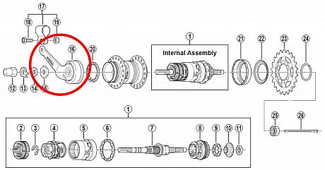 Фото Тормозной рычаг с пыльником для планетарной втулки Shimano 3C41. Купить Тормозной рычаг с пыльником для планетарной втулки Shimano 3C41  в Санкт-Петербурге, доставка по России